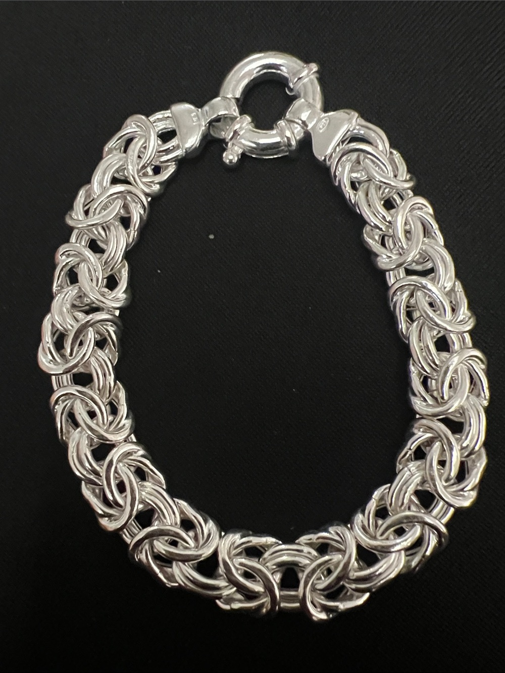 925 Sterling Silver Byzantine Chain Bracelet -